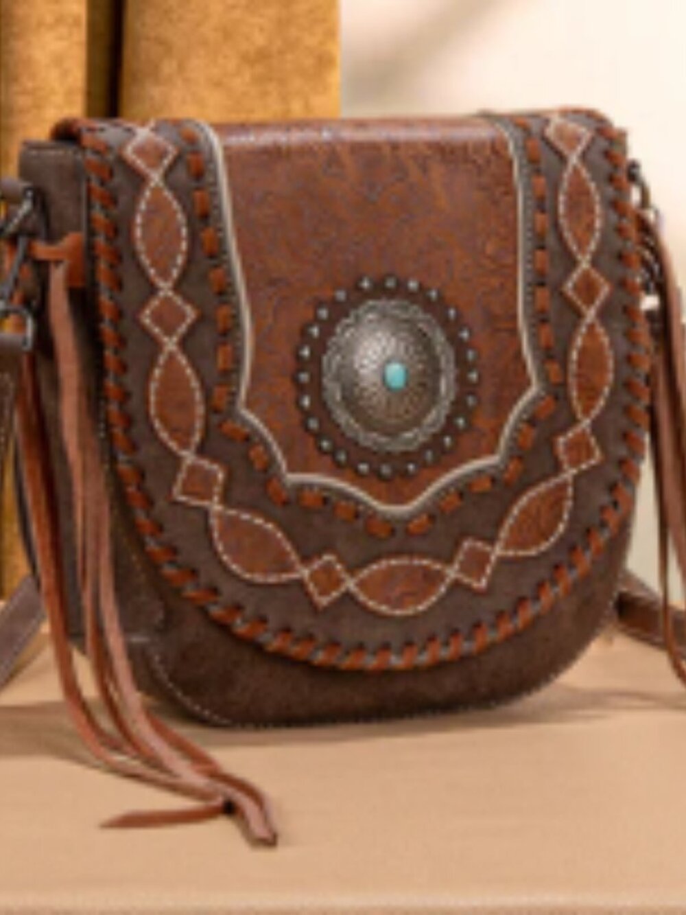 Montana West Concho Collection Crossbody Brown NWT